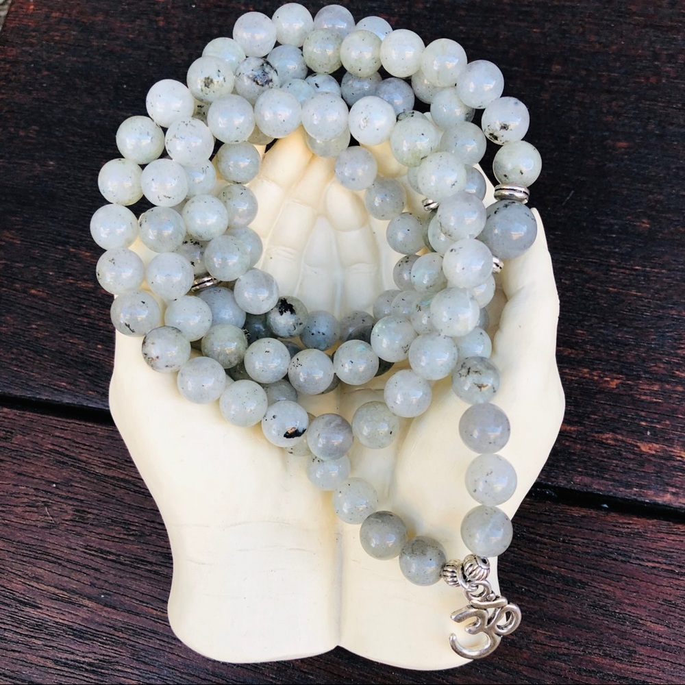✨LABRADORITE 108 STONE BEAD MALA NECKLACE 8mm✨ - Picture 3 of 6